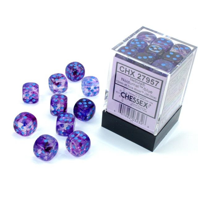 CHX 27957 Nebula Nocturnal/blue Luminary 12mm d6 Dice Block (36 dice)