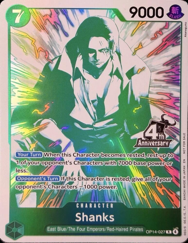 Shanks (4th Anniversary Treasure Campaign Pack) OP14-027 (One Piece Promotion Cards)  - Foil