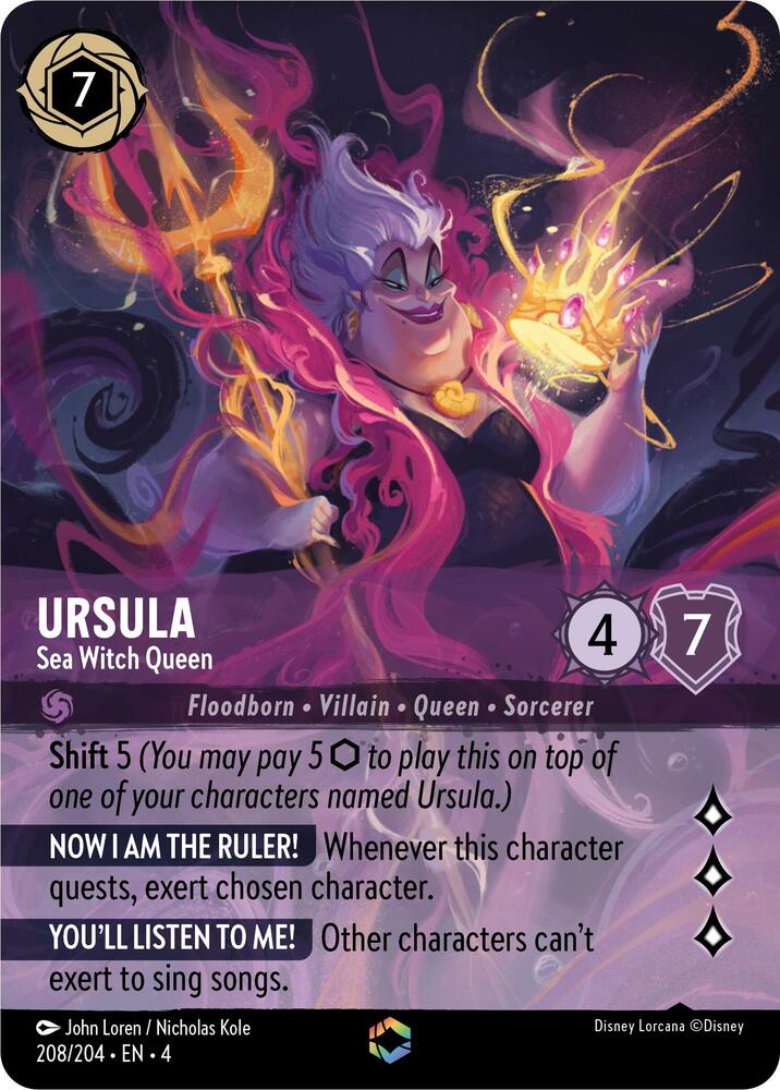 Ursula, Sea Witch Queen (Enchanted) 208/204 (Ursula's Return)  - Holofoil