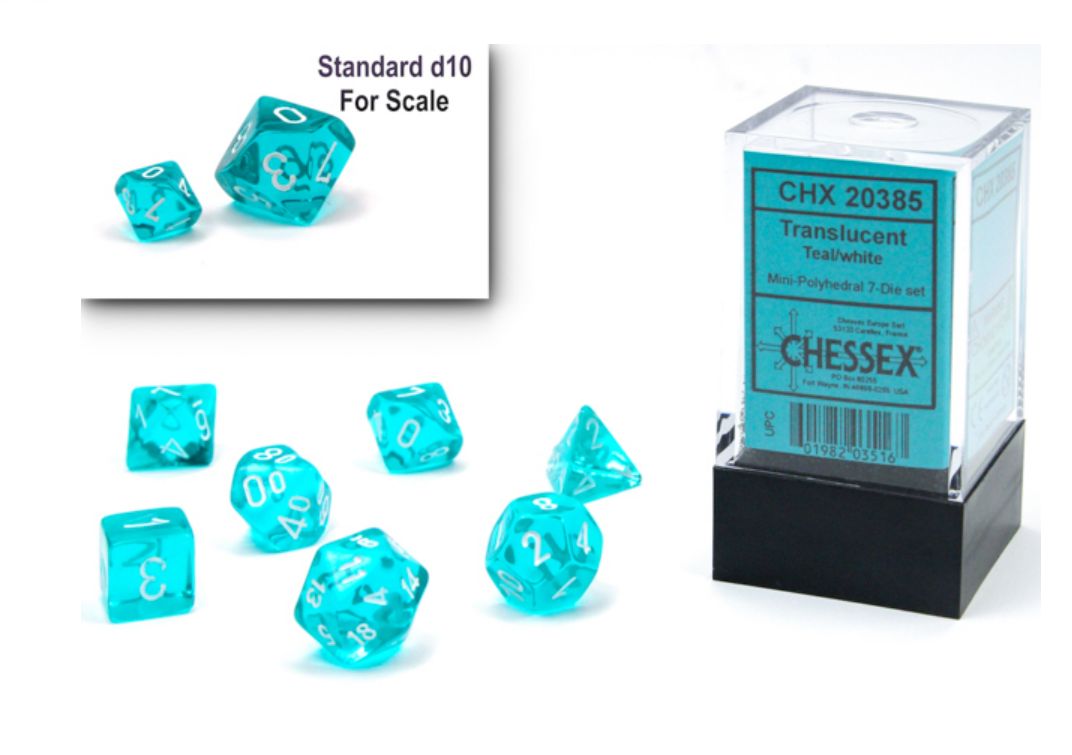 CHX 20385 Translucent Mini Teal/White 7-Die Set