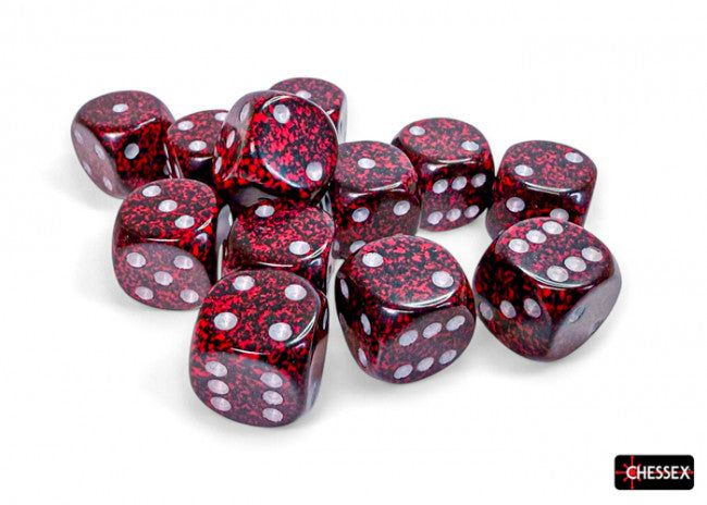 CHX 25744 Speckled 16mm D6 Silver Volcano Dice Block (12)