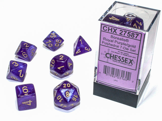 CHX 27587 Borealis Polyhedral Royal Purple/Gold Luminary 7-Die Set