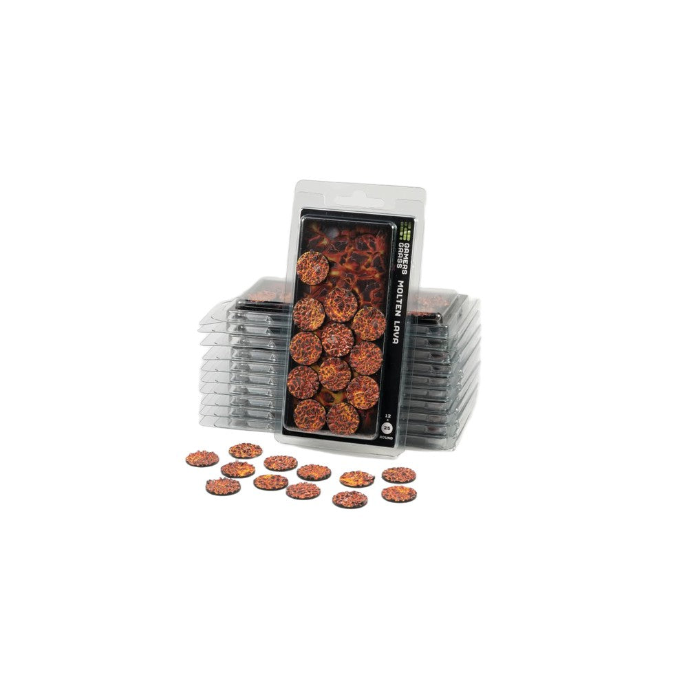 Gamers Grass - Battle Ready Toppers - Molten Lava - Round 25mm (x12)