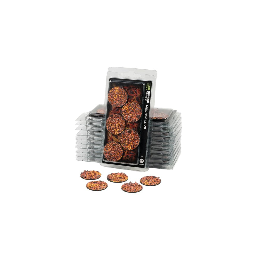 Gamers Grass - Battle Ready Toppers - Molten Lava - Round 40mm (x5)
