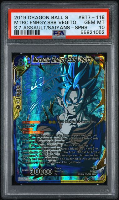 PSA - 2019 DBS Assault of the Saiyans - Meteoric SSB Vegito- Special Rare Signature - Gem MT 10