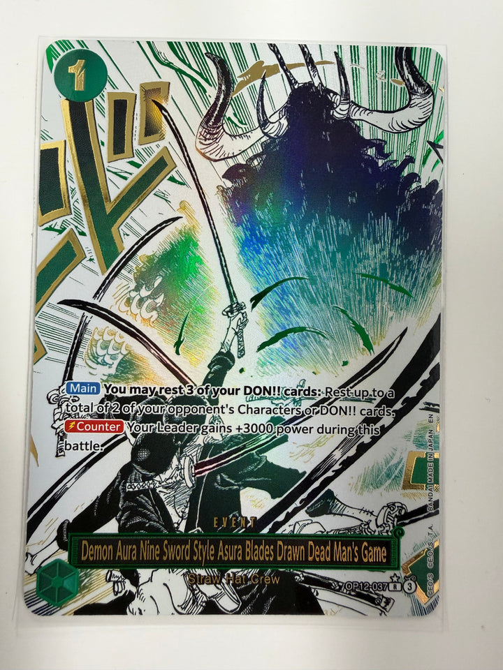 Demon Aura Nine Sword Style Asura Blades Drawn Dead Man's Game (OP12-037) (Alternate Art)