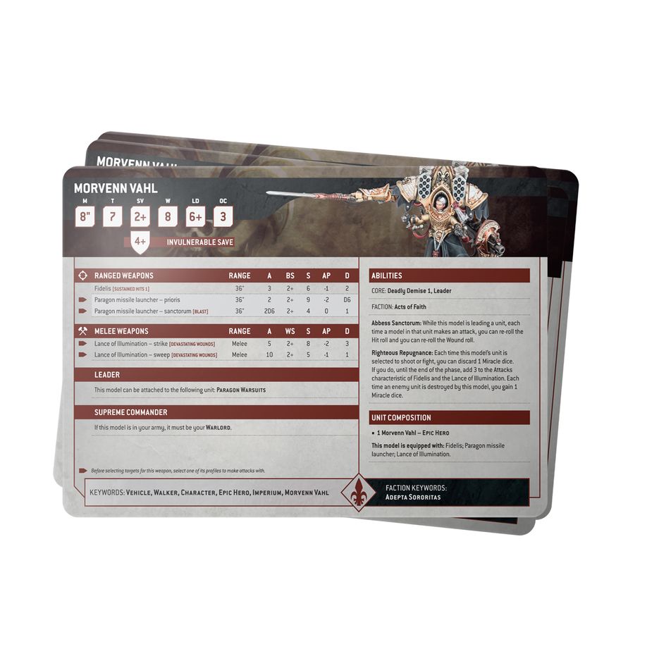 52-02 Datasheet Cards: Adepta Sororitas