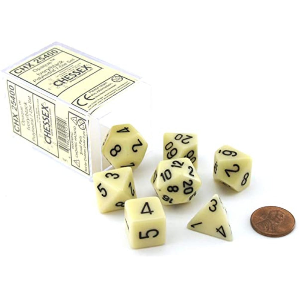 CHX 25400 Opaque Polyhedral Ivory/black 7-Die Set