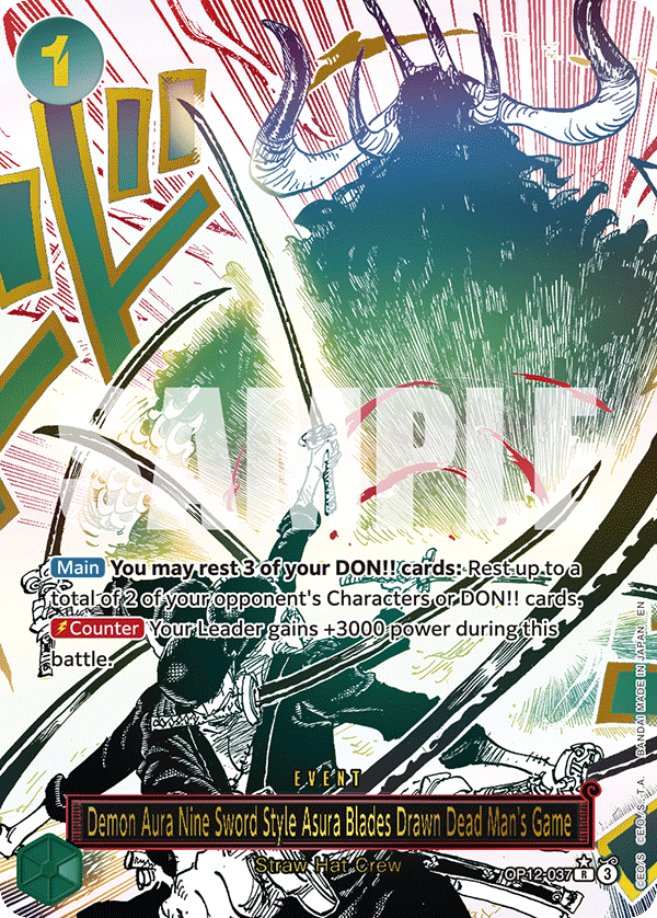 Demon Aura Nine Sword Style Asura Blades Drawn Dead Man's Game (OP12-037) (Alternate Art)