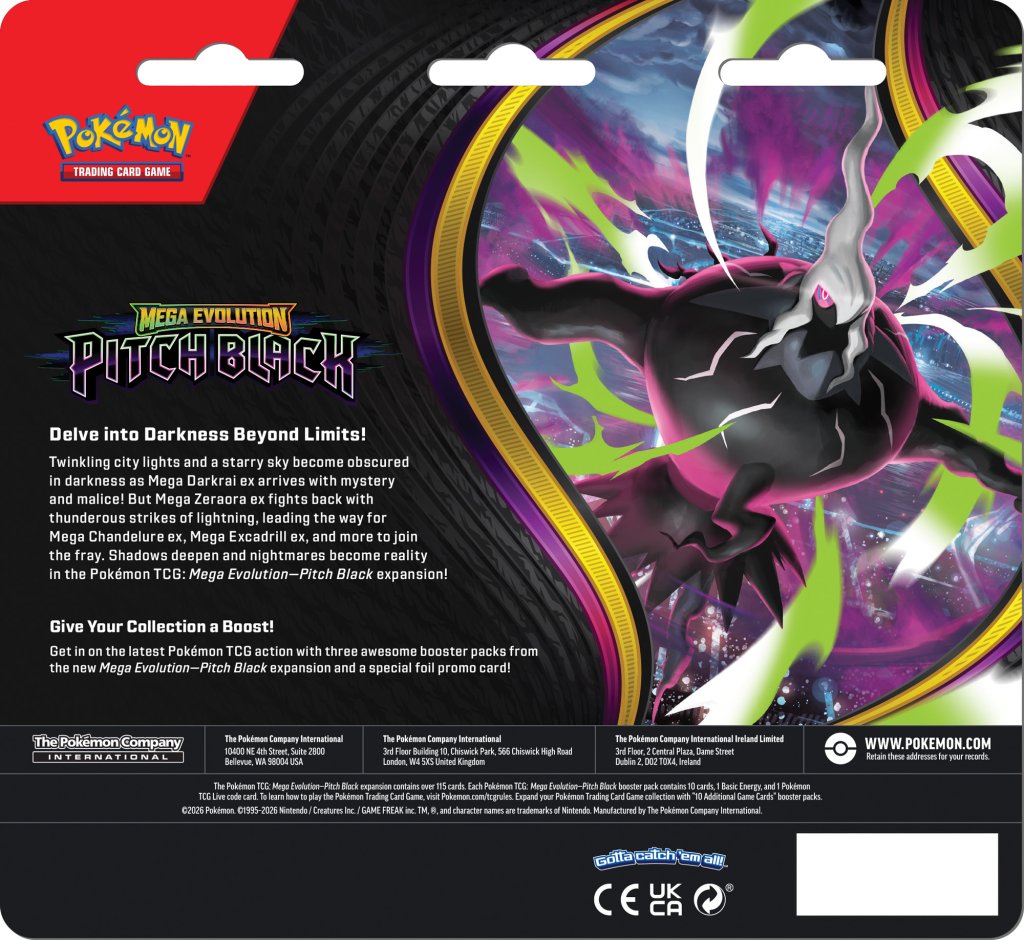 Pokémon TCG: Mega Evolution Pitch Black Three-Booster Blister [Pre-order] (Pick-up Only)