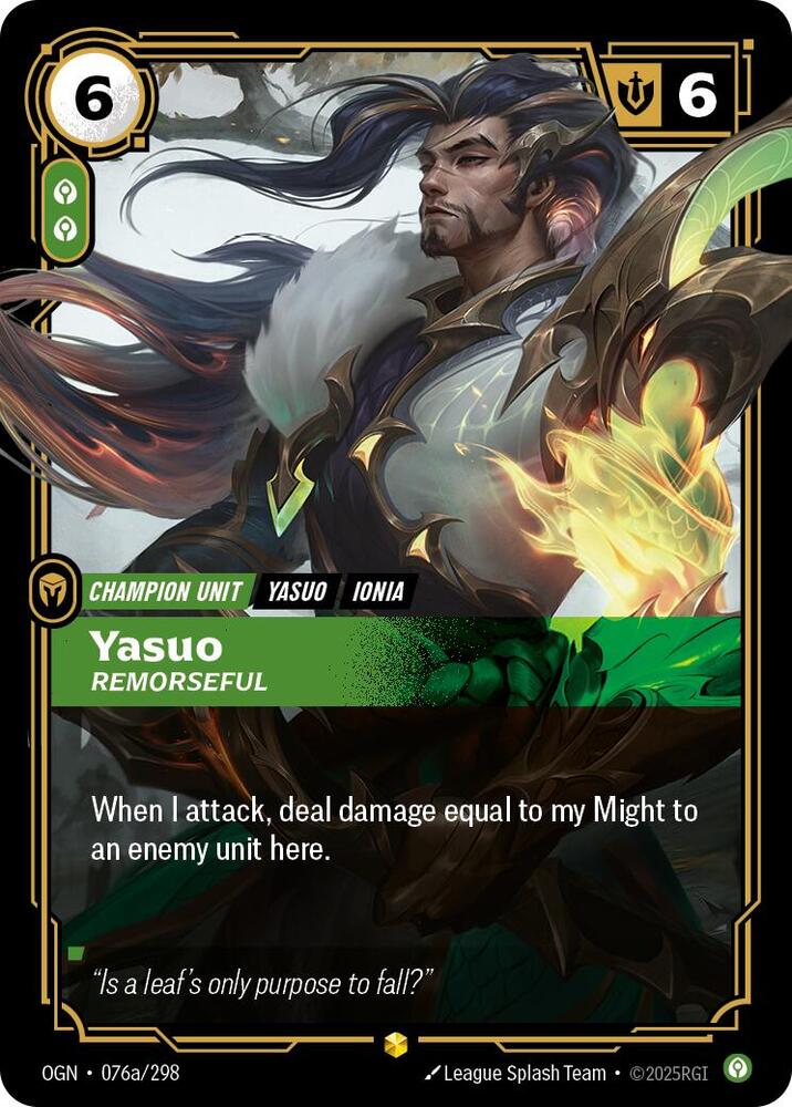 Yasuo - Remorseful 076a/298 (Origins)  - Foil
