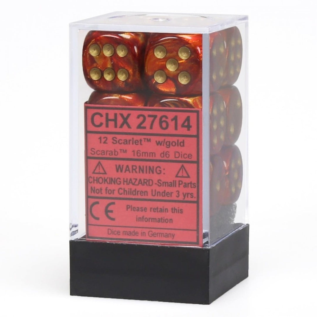 CHX 27614 Scarab 16mm d6 Scarlet/Gold Block (12)