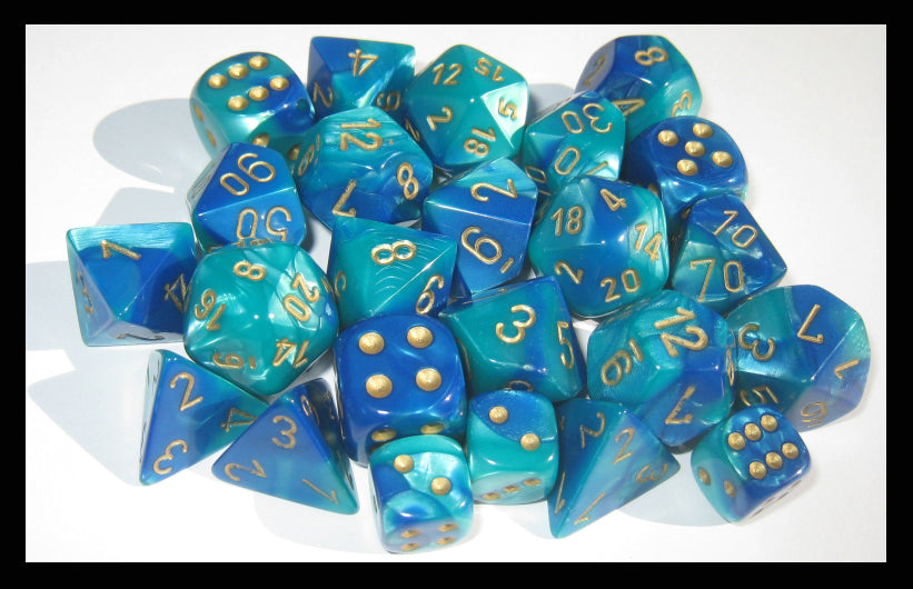 CHX 26659 Gemini 16mm d6 Blue Teal/Gold Block (12)