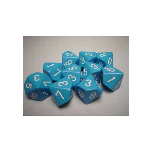 CHX 26216 Opaque Light Blue/White Set of Ten d10s