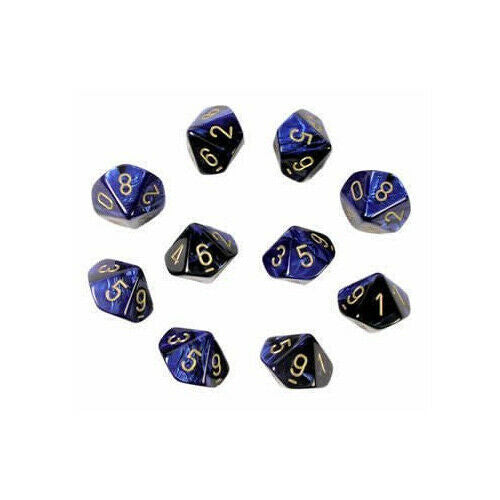 CHX 26235 Gemini Polyhedral Black-Blue/Gold Set of Ten d10s