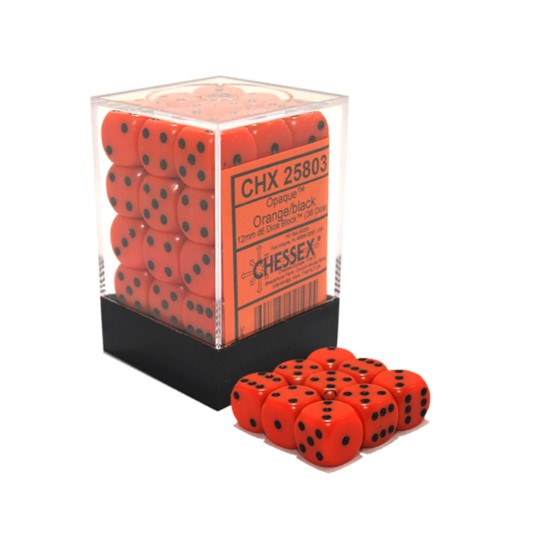 CHX 25803 Opaque 12mm d6 Orange/Black Block (36)