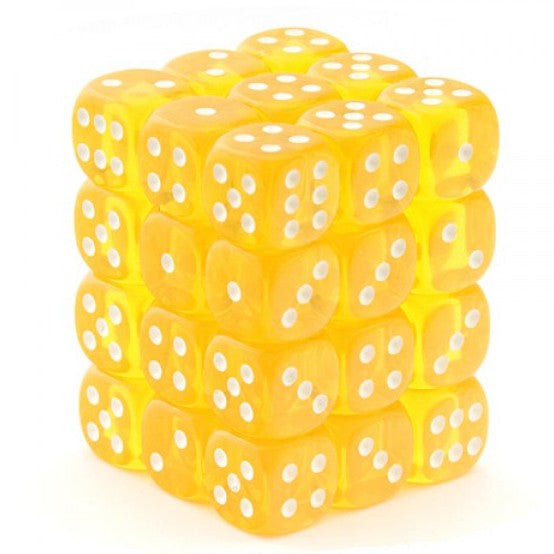 CHX 23802 Translucent 12mm d6 Yellow/White Block (36)