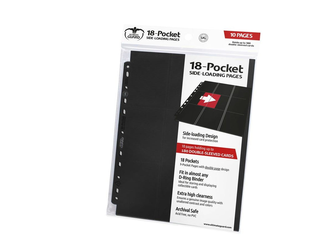 Ultimate Guard: Binder Pages – 18-Pocket Side-Loading – Black (10-Pack)