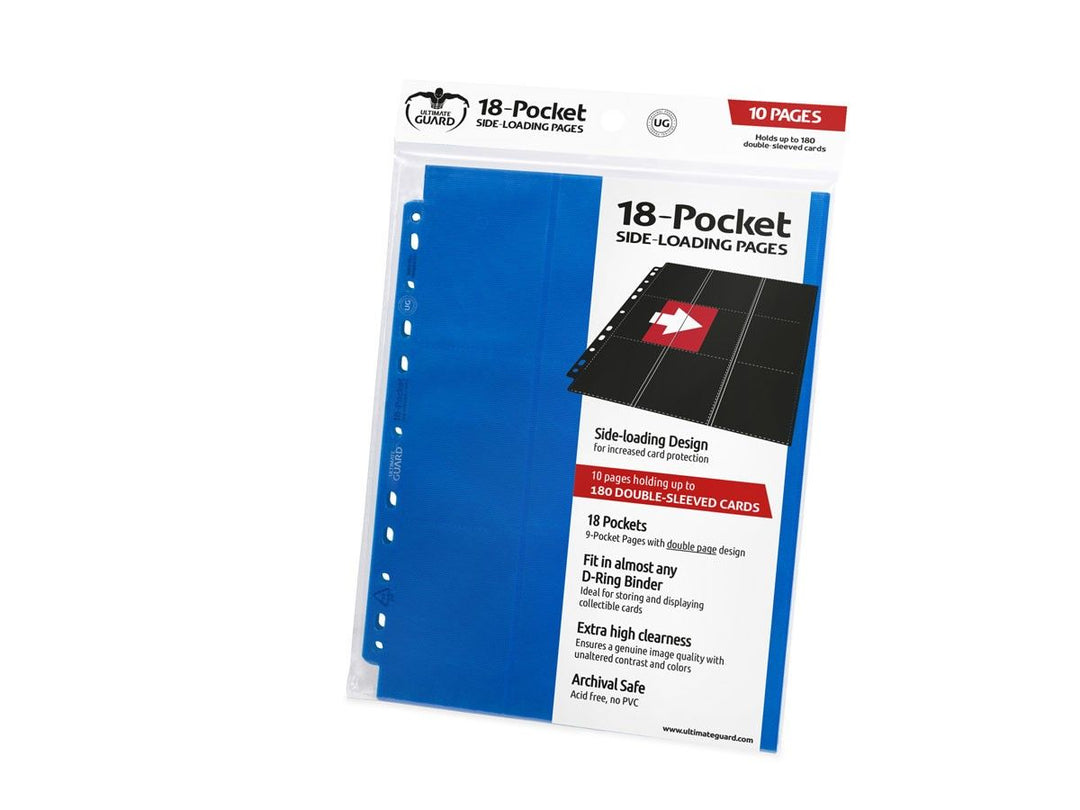 Ultimate Guard: Binder Pages – 18-Pocket Side-Loading – Blue (10-Pack)