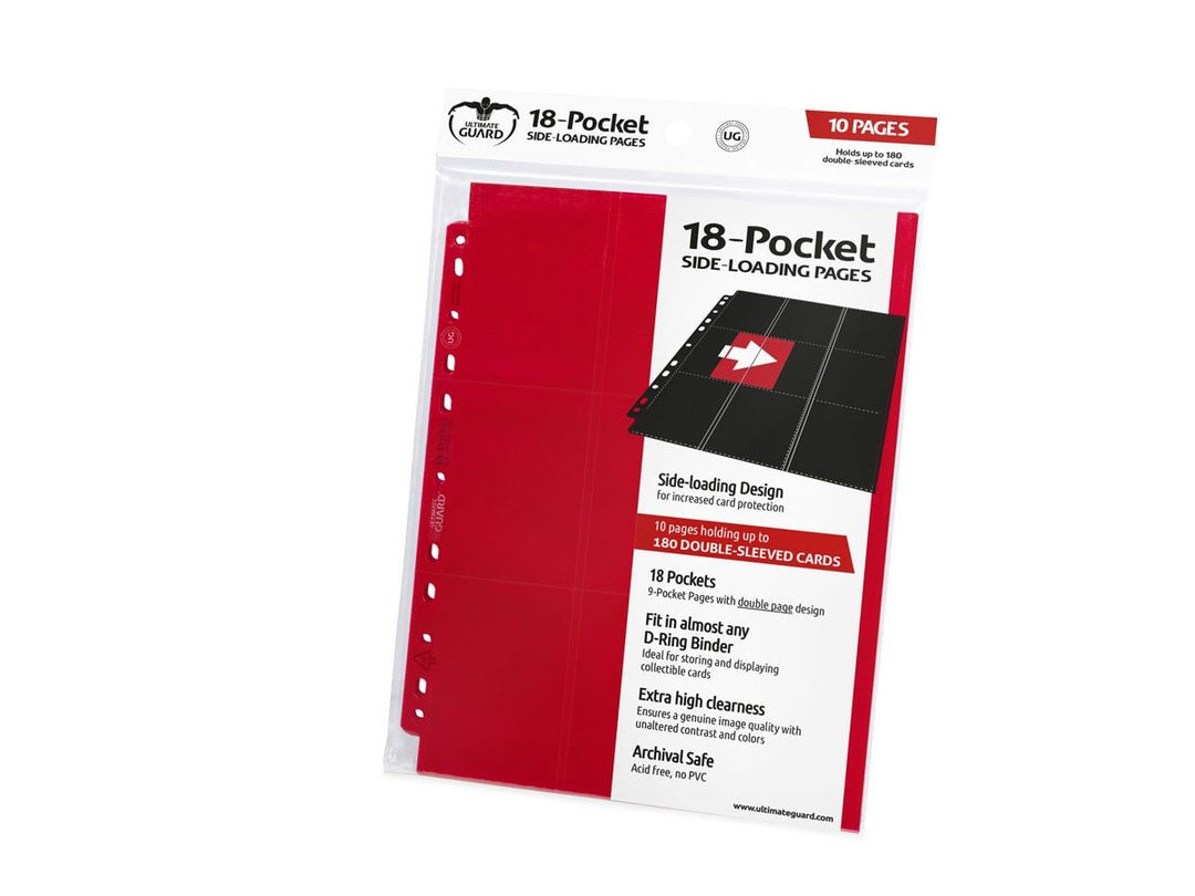 Ultimate Guard: Binder Pages – 18-Pocket Side-Loading – Red (10-Pack)