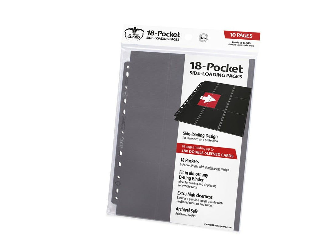 Ultimate Guard: Binder Pages – 18-Pocket Side-Loading – Grey (10-Pack)