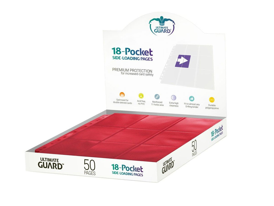 Ultimate Guard: Binder Pages – 18-Pocket Side-Loading – Red (50-Pack)