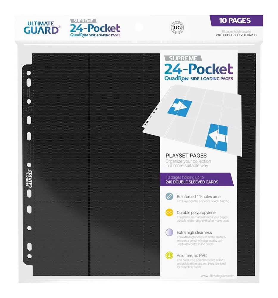 Ultimate Guard: Binder Pages – 24-Pocket QuadRow Side-Loading – Black