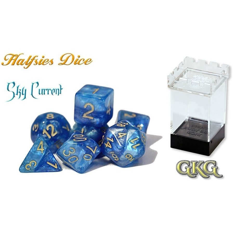 Halfsies Dice - Sky Current with Upgraded Dice Case